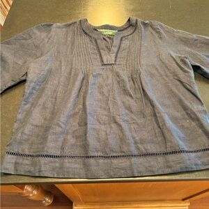 Lauren Ralph Lauren navy blue linen top